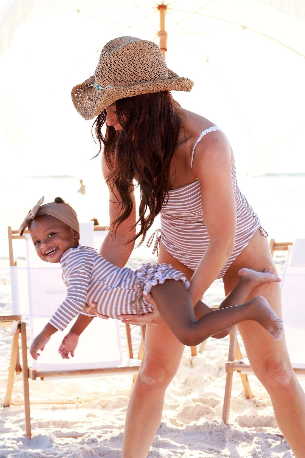 Women's Removable Strap One Piece | Sandy Stripes