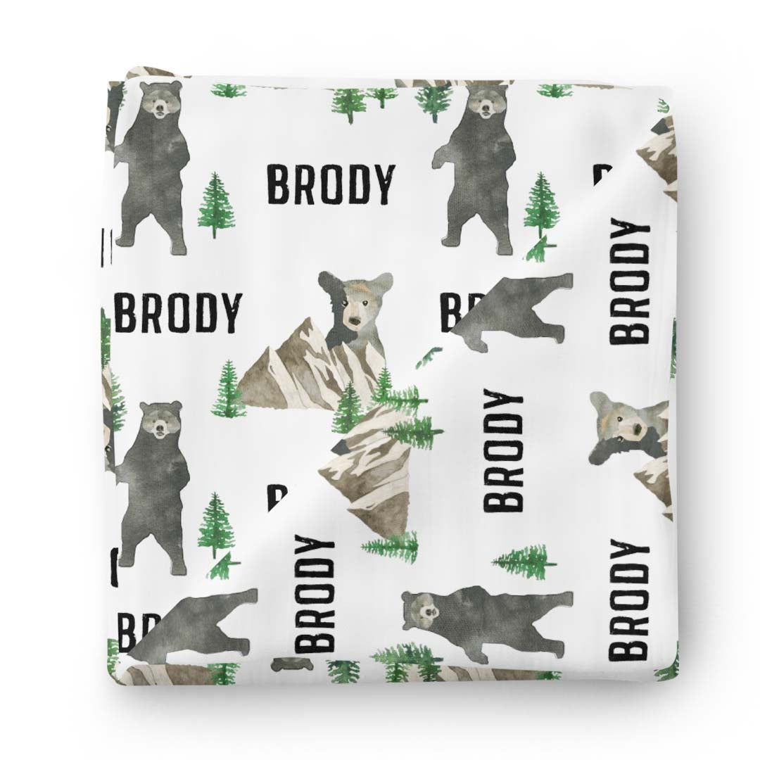 Brody's Bear Personalized Baby Name Swaddle Blanket