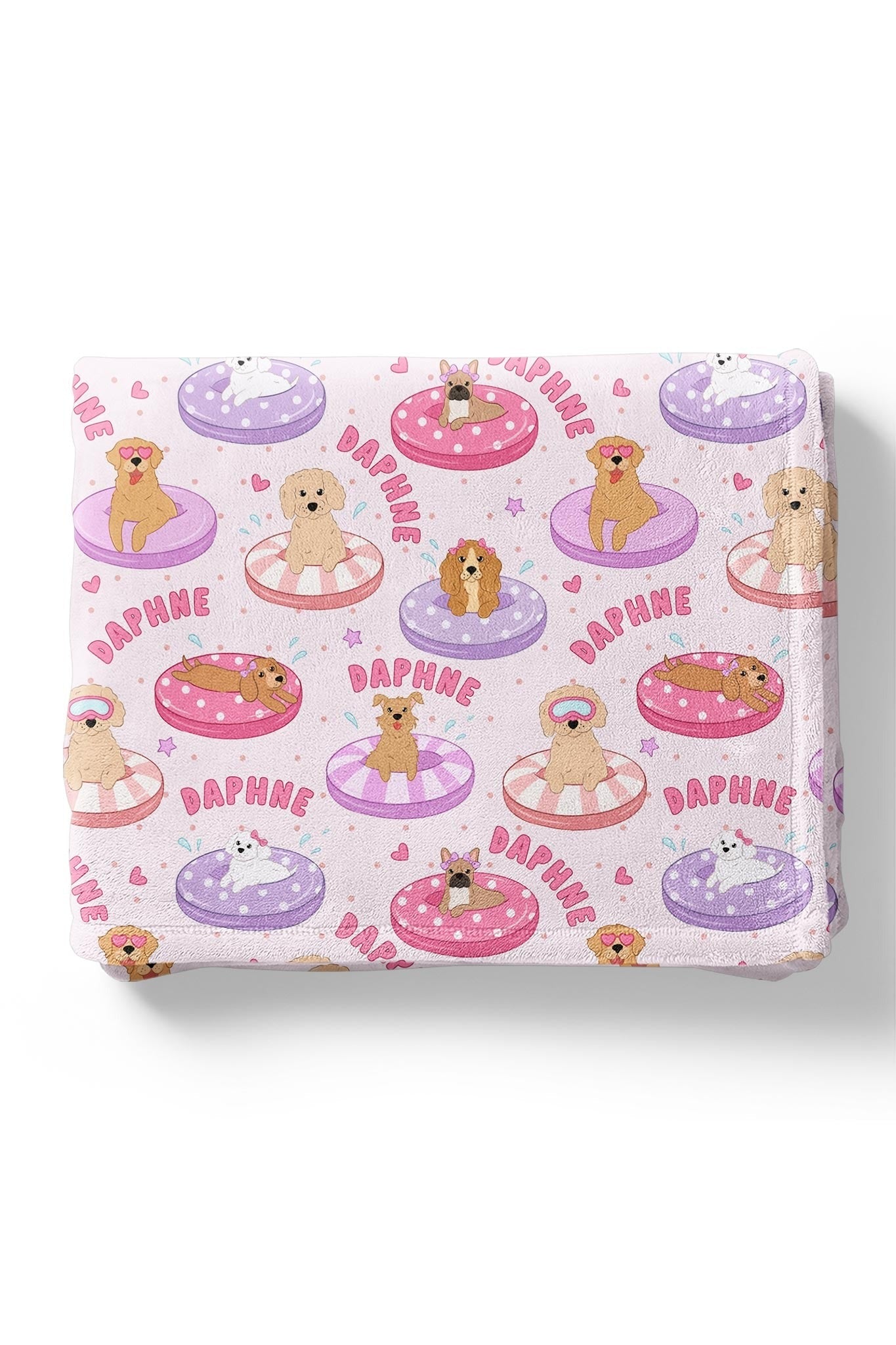Personalized Kids Blanket | Poolside Pups Pink