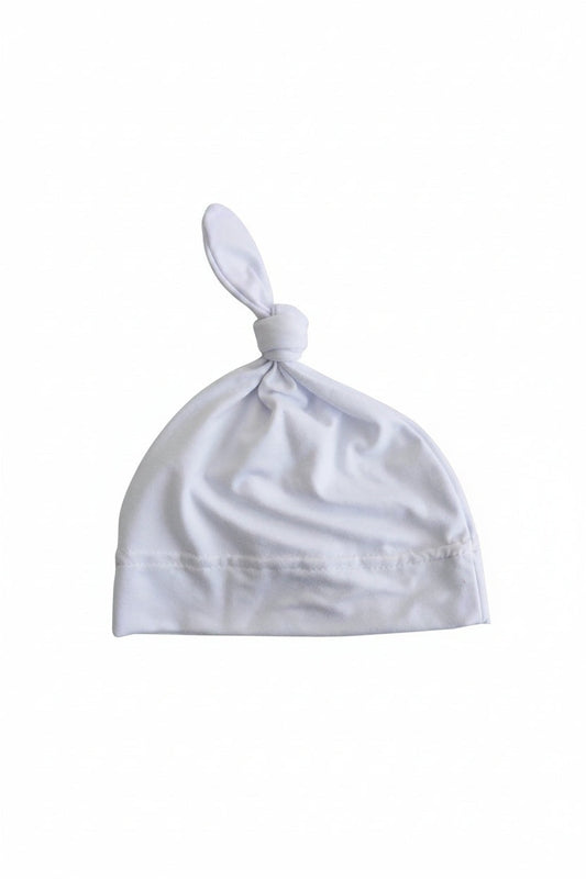 Solid White Bamboo Knotted Hat