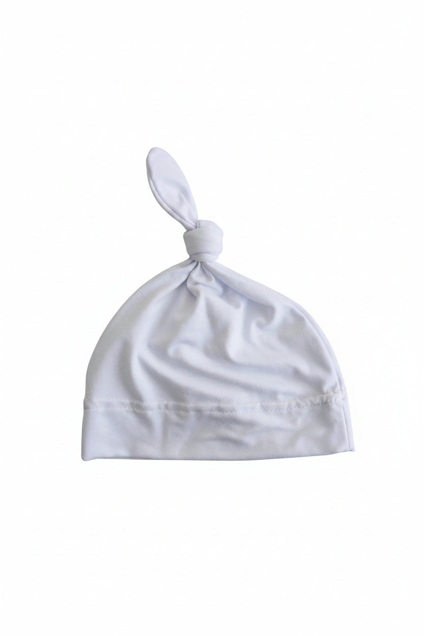 Solid White Bamboo Knotted Hat