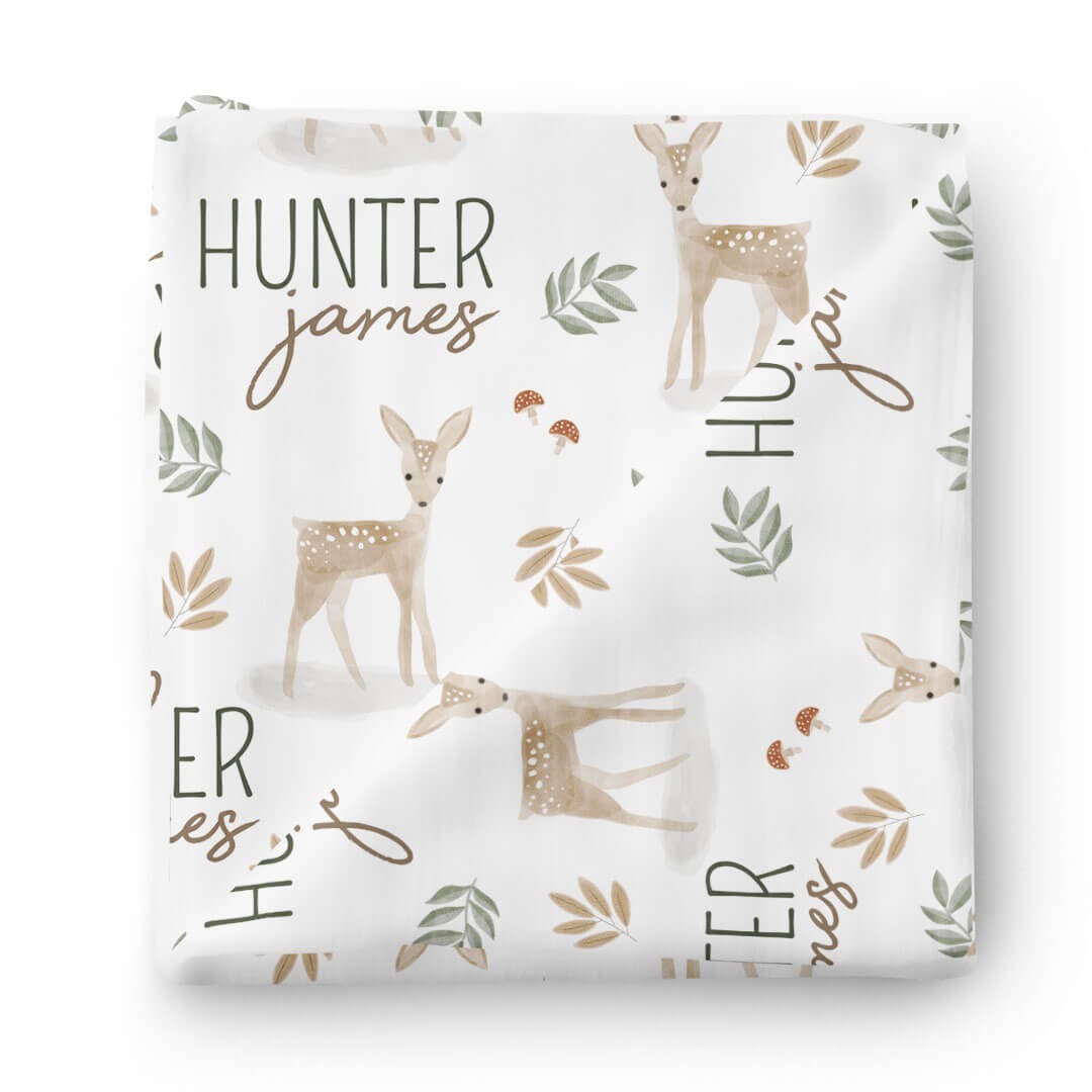 Finley's Fawn Personalized Swaddle Blanket