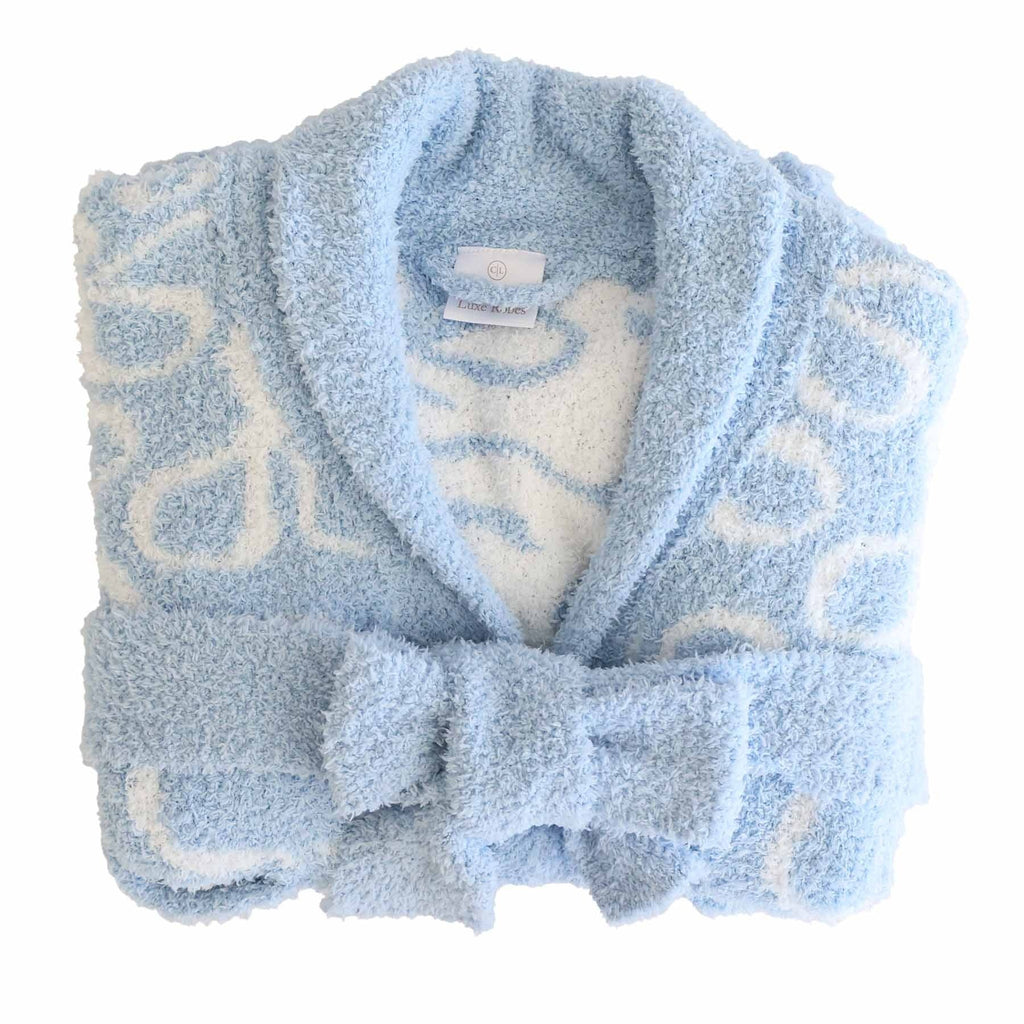 CuddleLaneTM Kids Robe | Blue-tiful Bows