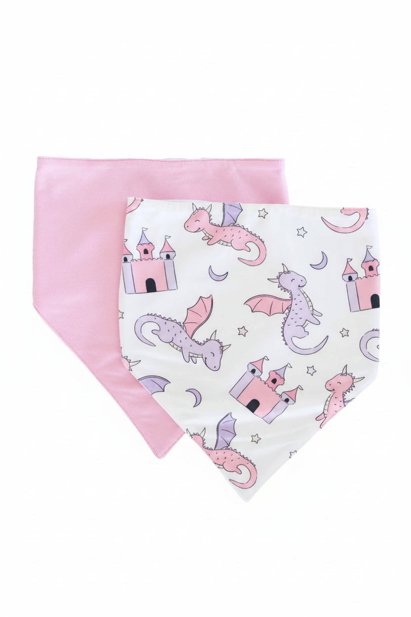 Dragon Adventure 2pc Bandana Bibs | Pink