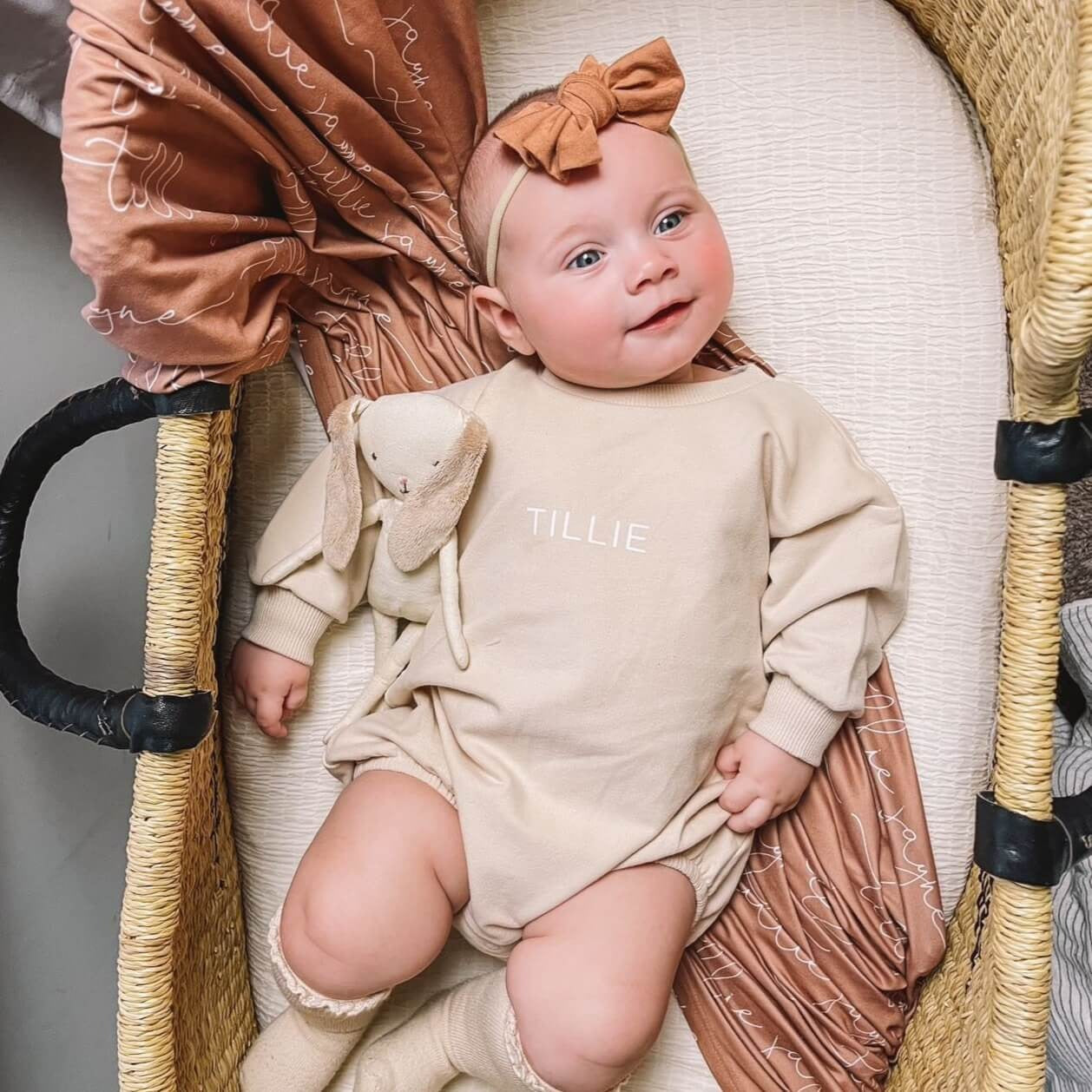 Personalized Sweatshirt Bubble Romper | Solid