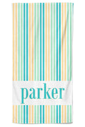 Personalized Kids Beach Towel | Multicolor Seersucker Blue