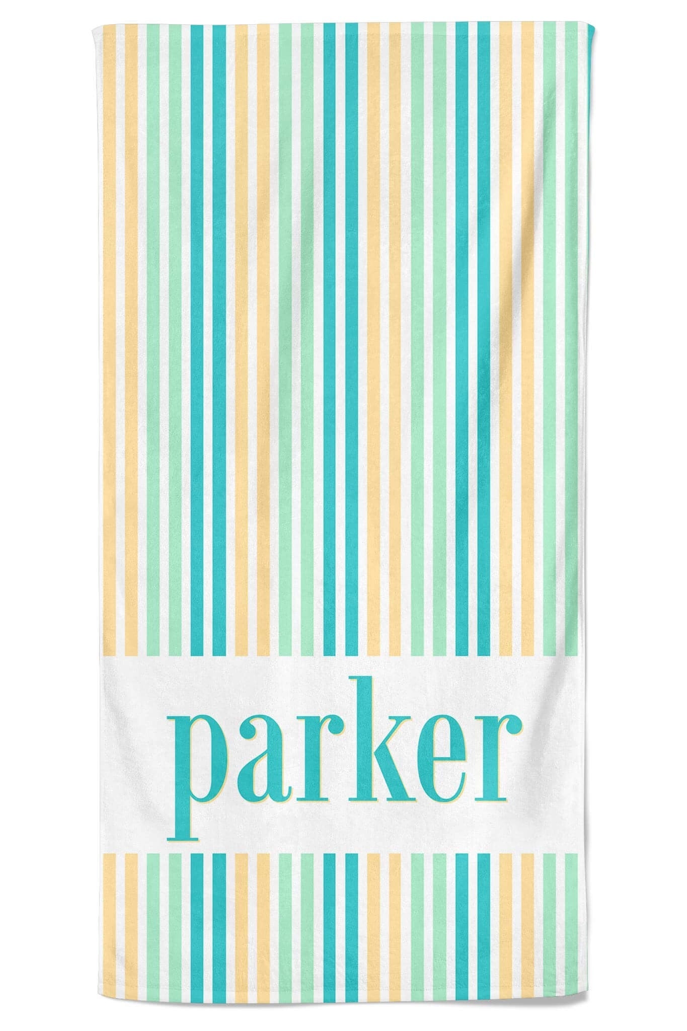Personalized Kids Beach Towel | Multicolor Seersucker Blue