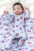 Bamboo Waffle Zipper Footie | Star-Spangled Picnic
