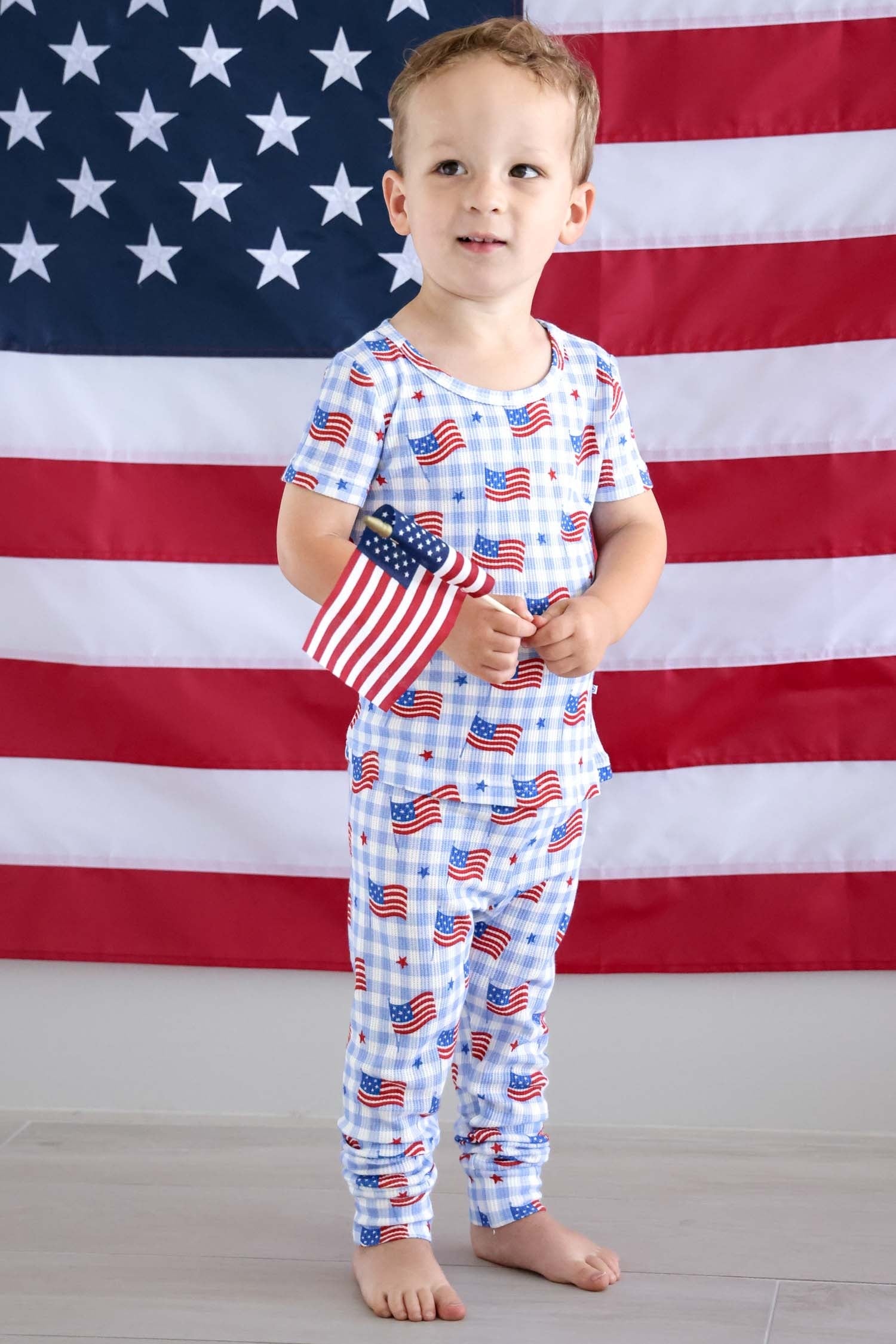Bamboo Waffle Two Piece Pajama Set | Star-Spangled Picnic