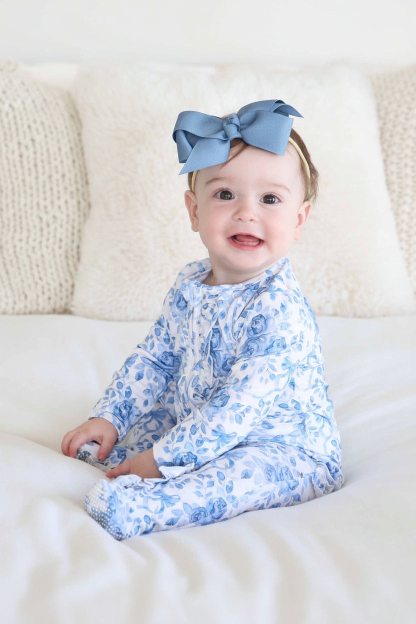 Betsy's Blooms Ruffle Zipper Footie
