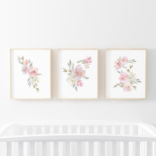 Delaney Dusty Blush Floral Bundled Digital Nursery Art