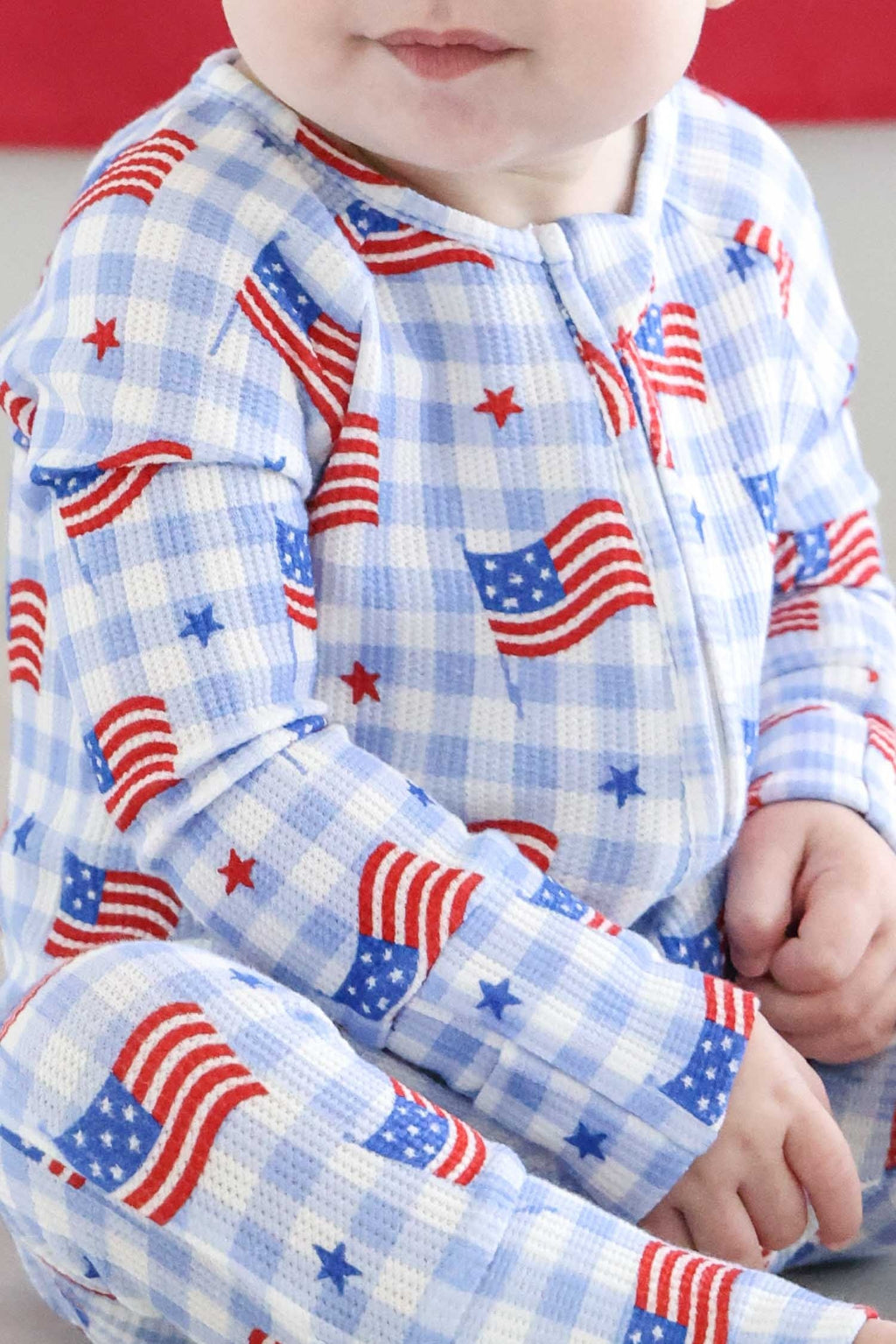 Bamboo Waffle Convertible Zip Romper | Star-Spangled Picnic