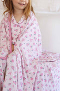 Ribbon & Roses Double Sided Bamboo Blanket | Pink