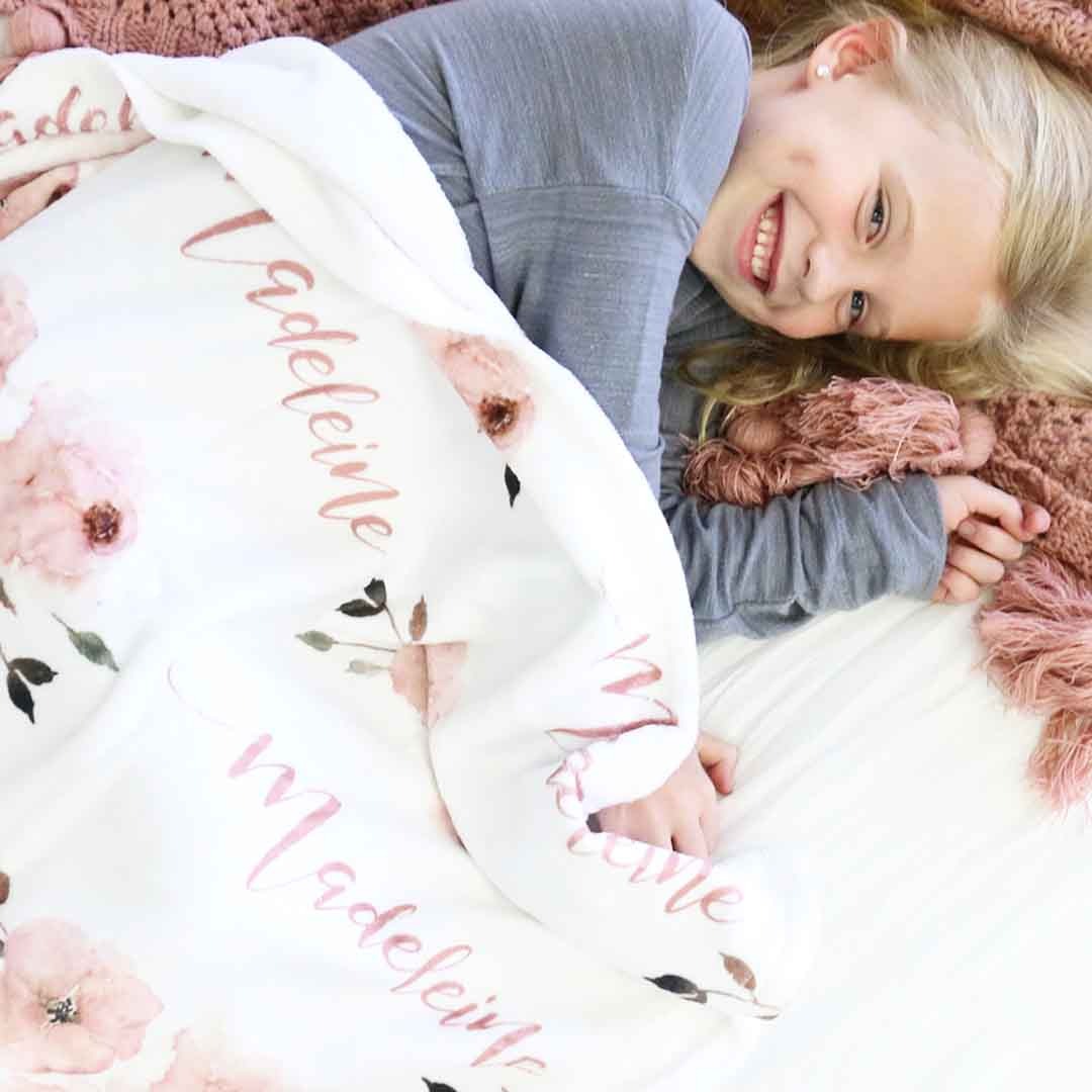 Millie's Dusty Rose Garden Personalized Toddler Blanket