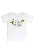 Personalized Neutral Happy Dinos Kids Graphic Tee | White