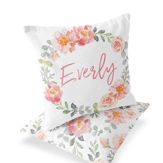 Ella's Floral Wreath Personalized Accent Pillow