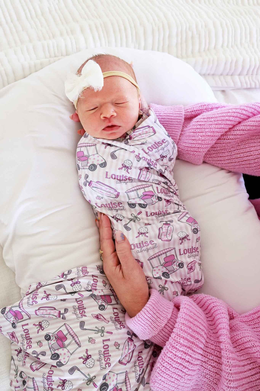Personalized Swaddle Blanket | Caddie Crew Pink