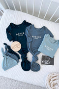 Boy Personalized Bamboo Newborn Baby Knot Gown & Hat
