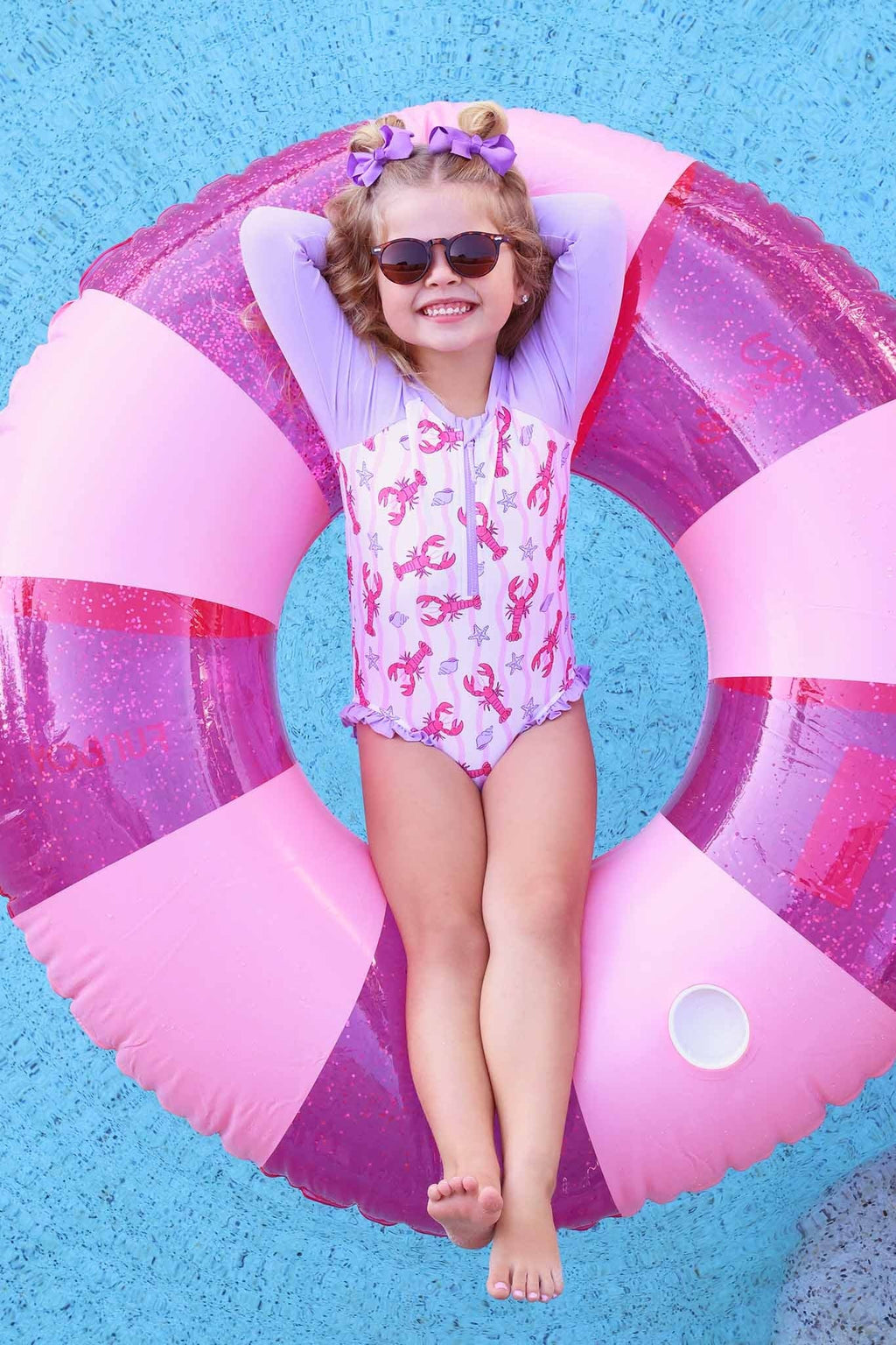 Long Sleeve Rash Guard with Front Zipper | Pinch Me Pink