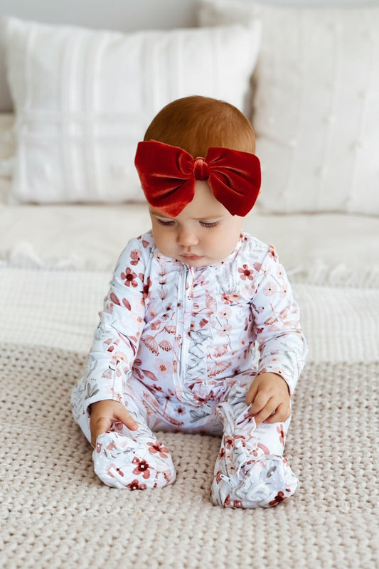 Wren's Wildflower Zipper Ruffle Footie