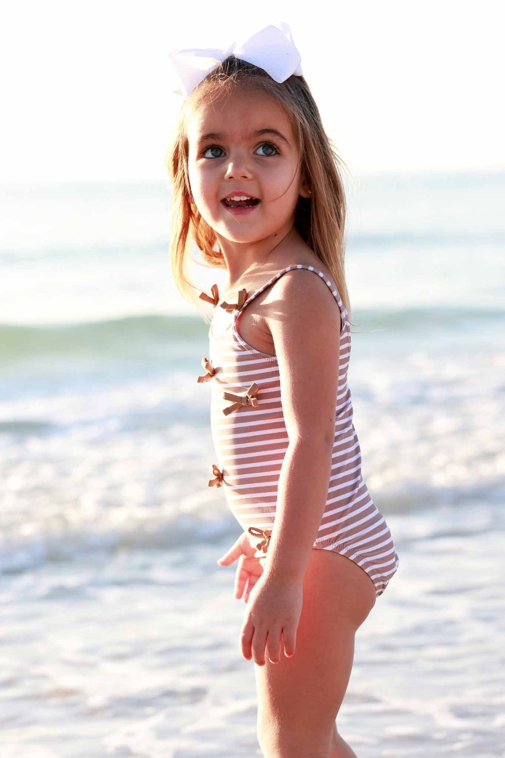 Tiny Bows One Piece | Sandy Stripes