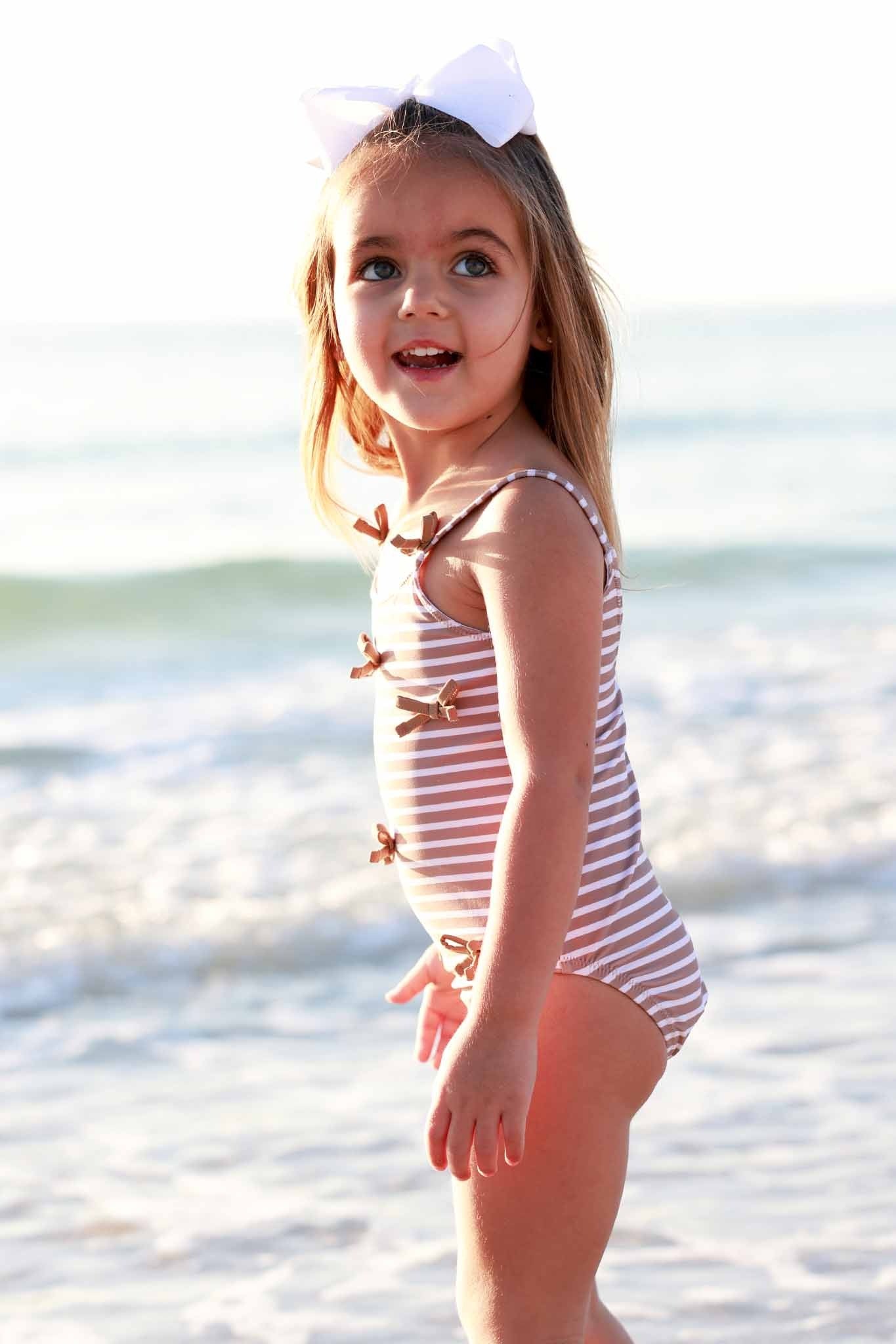 Tiny Bows One Piece | Sandy Stripes