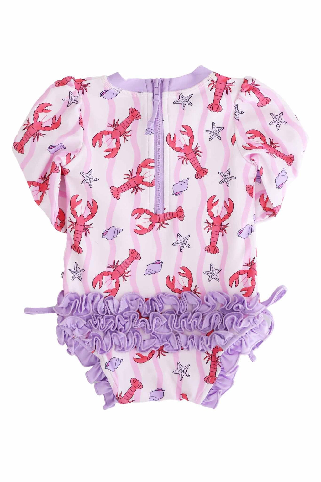 Long Sleeve Rash Guard With Ruffle Bottom | Pinch Me Pink