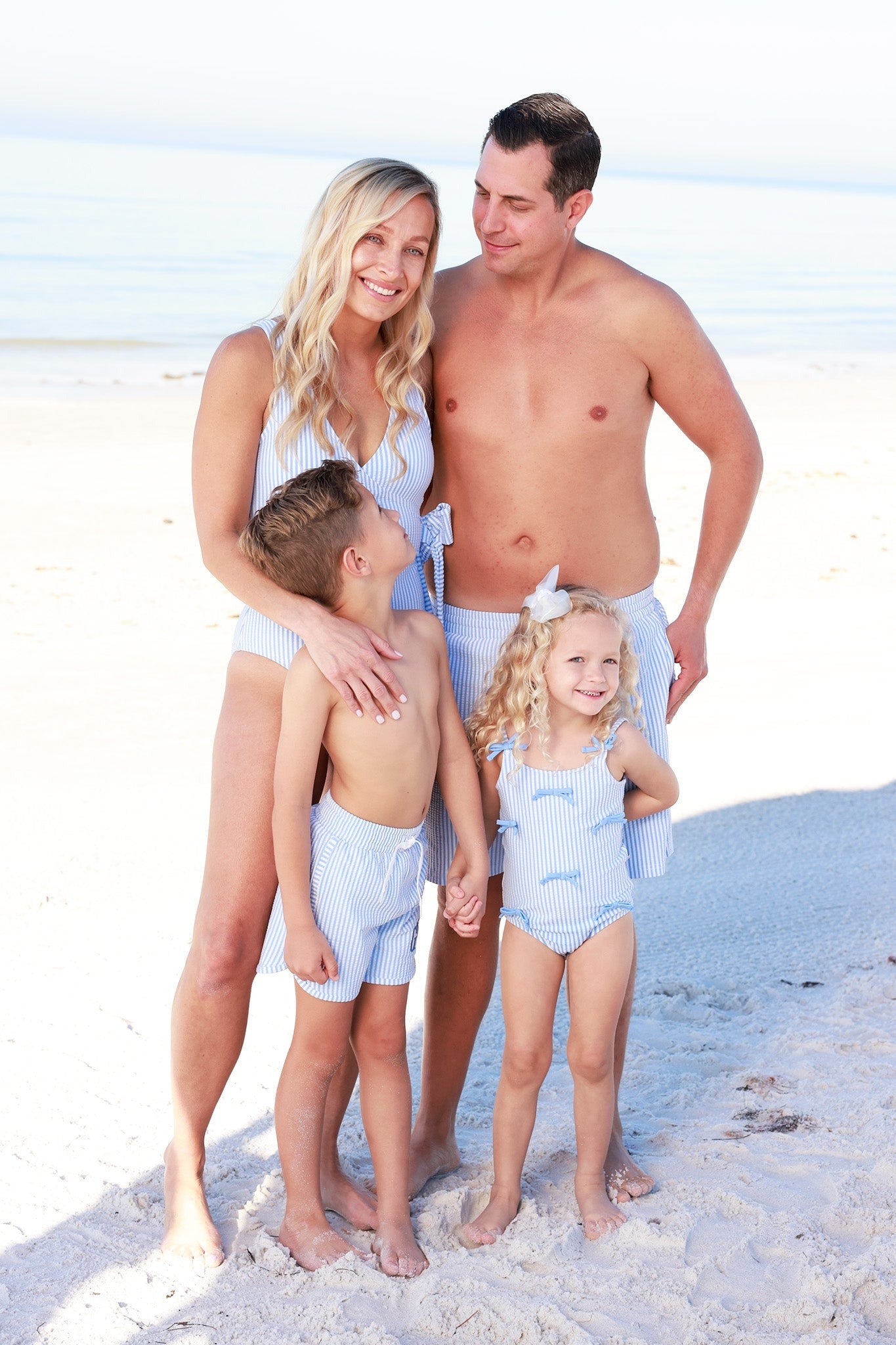 Tiny Bows One Piece | Seersucker Blue