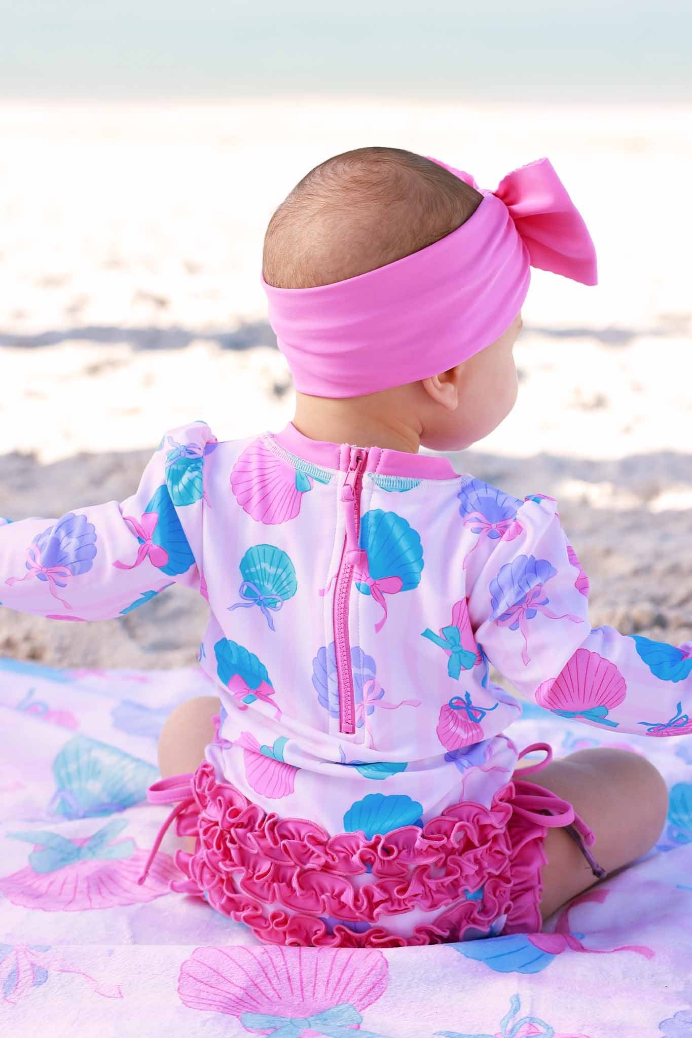Long Sleeve Rash Guard With Ruffle Bottom | Seaside Sweetie