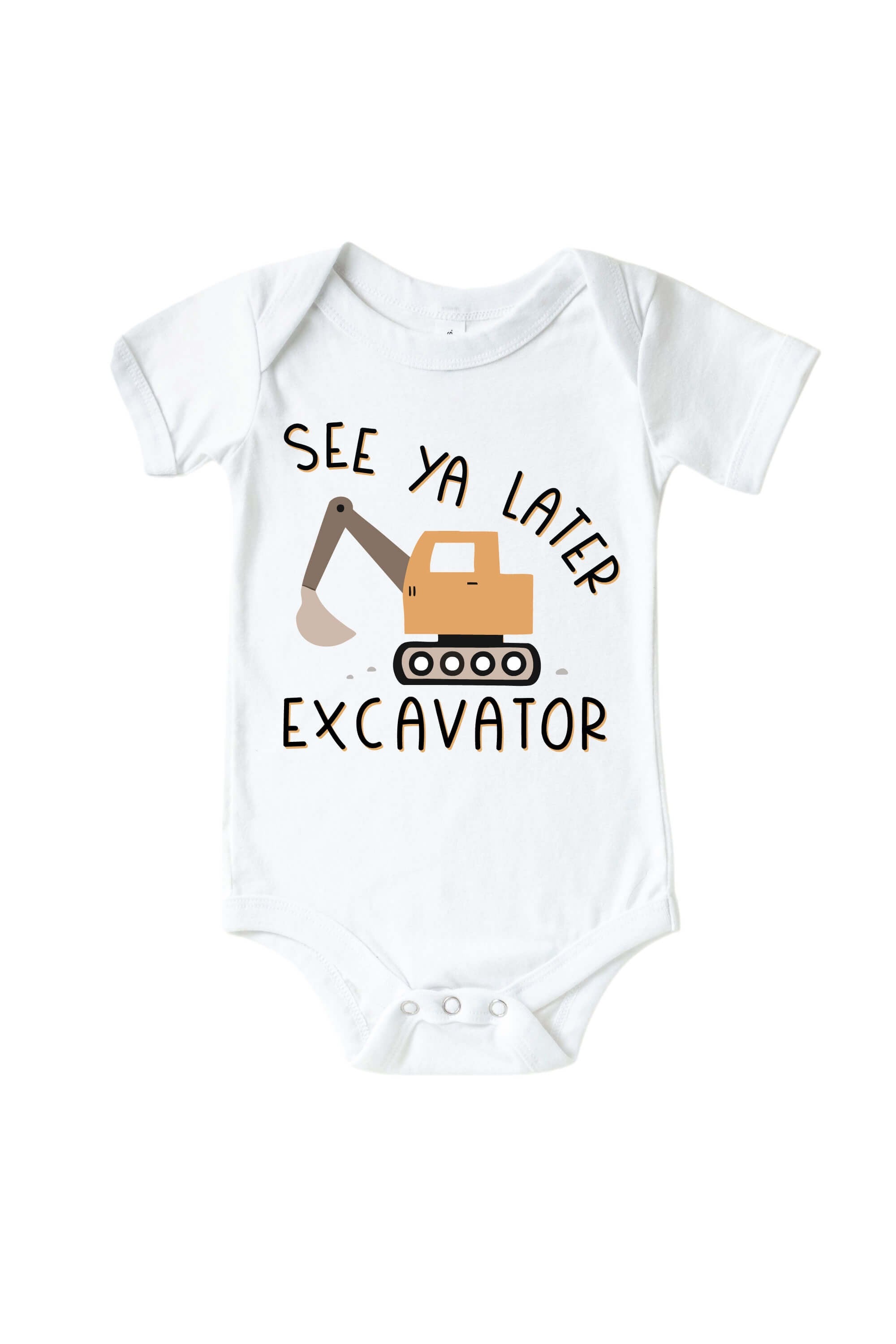 See Ya Later Excavator Graphic Bodysuit & Kids Tee | White