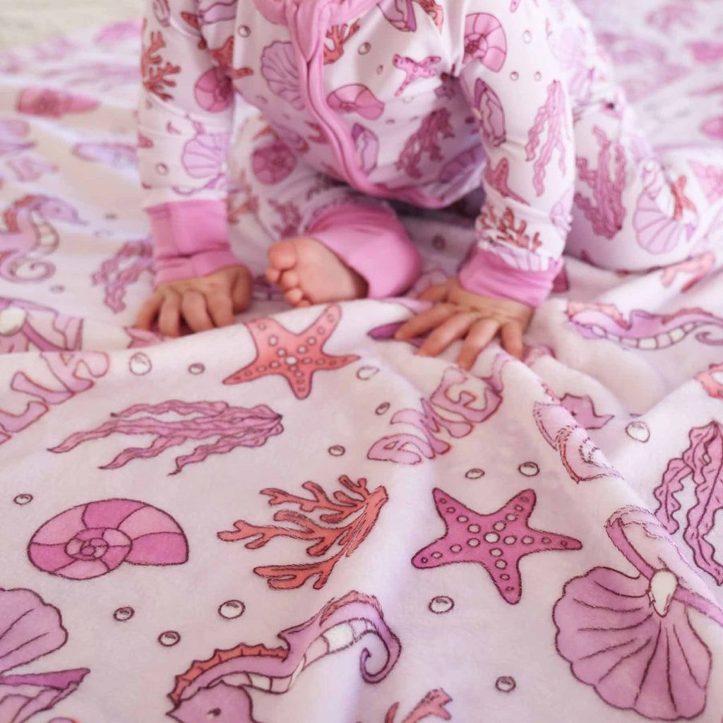 Tiny Tides Personalized Kids Blanket | Pink