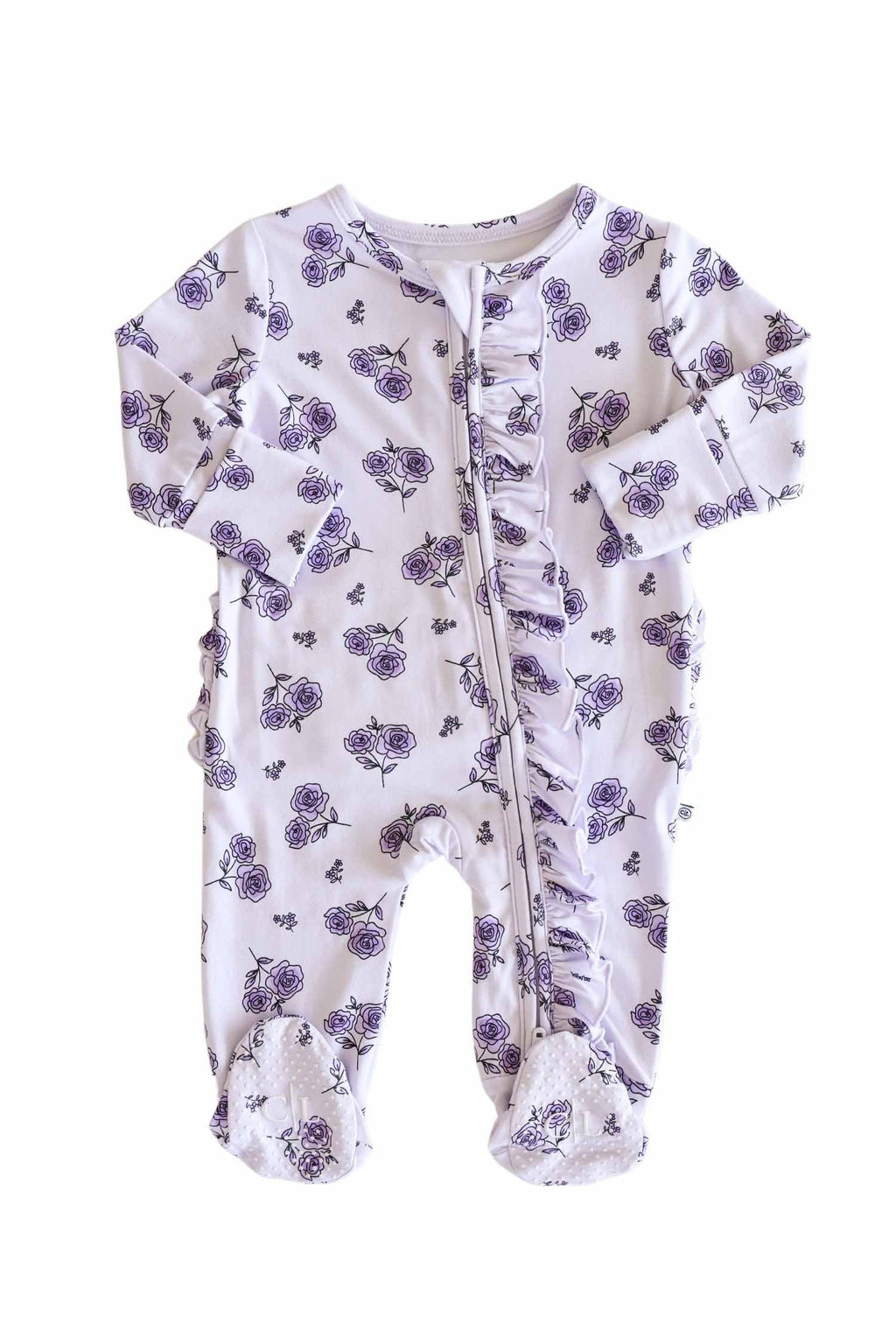 Ruffle Zipper Footie | Amethyst Garden