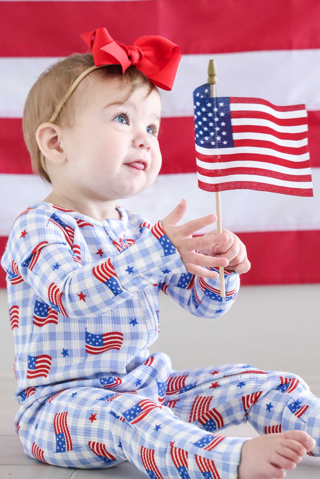 Bamboo Waffle Convertible Zip Romper | Star-Spangled Picnic