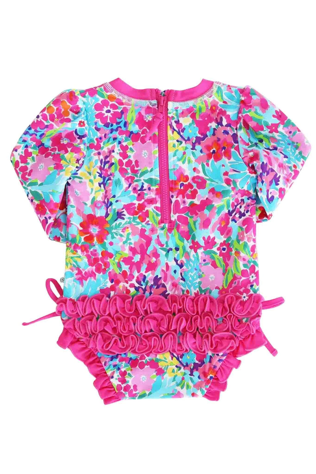 Long Sleeve Rash Guard With Ruffle Bottom | Petal Splash