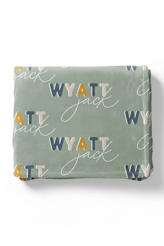 Dusty Moss Retro Personalized Toddler Blanket