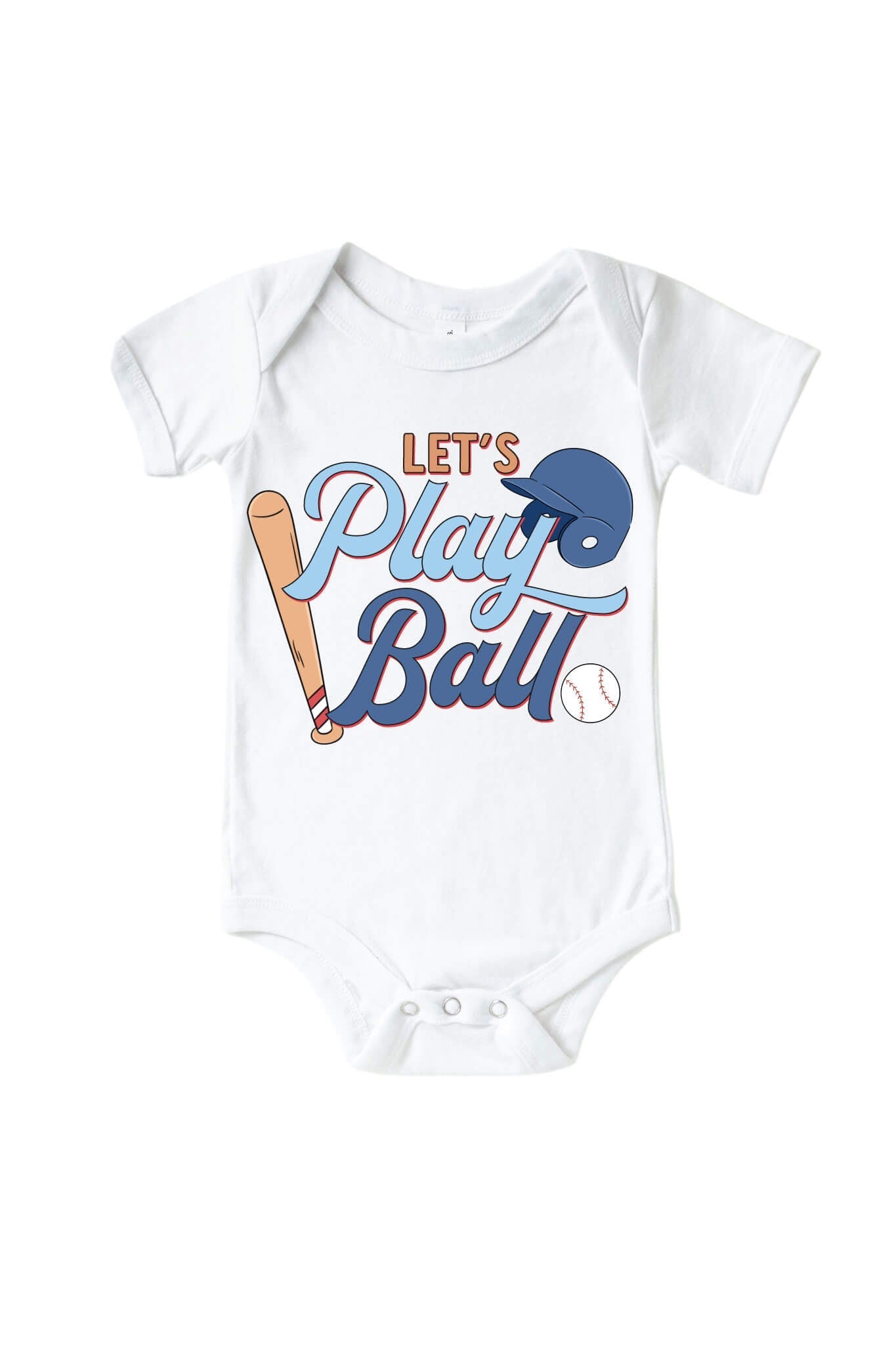 Let's Play Ball Blue Graphic Bodysuit & Kids Tee | White
