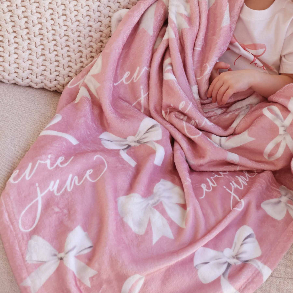 Bow Personalized Kids Blanket