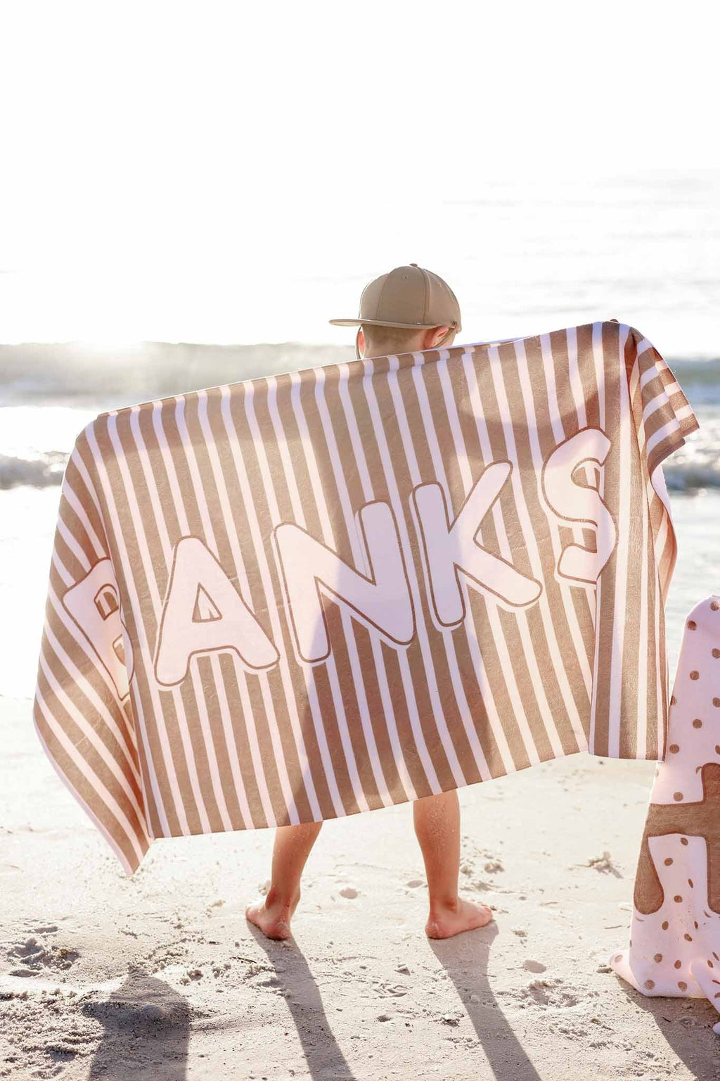 Sandy Stripes Personalized Kids Beach Towel