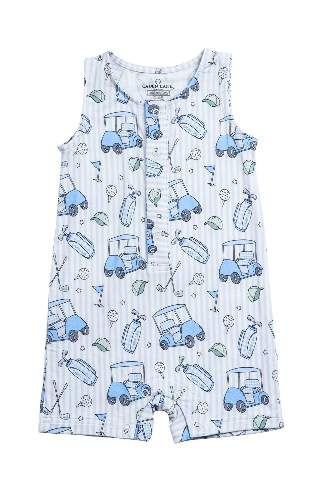 Sleeveless Snap Romper | Caddie Crew Blue