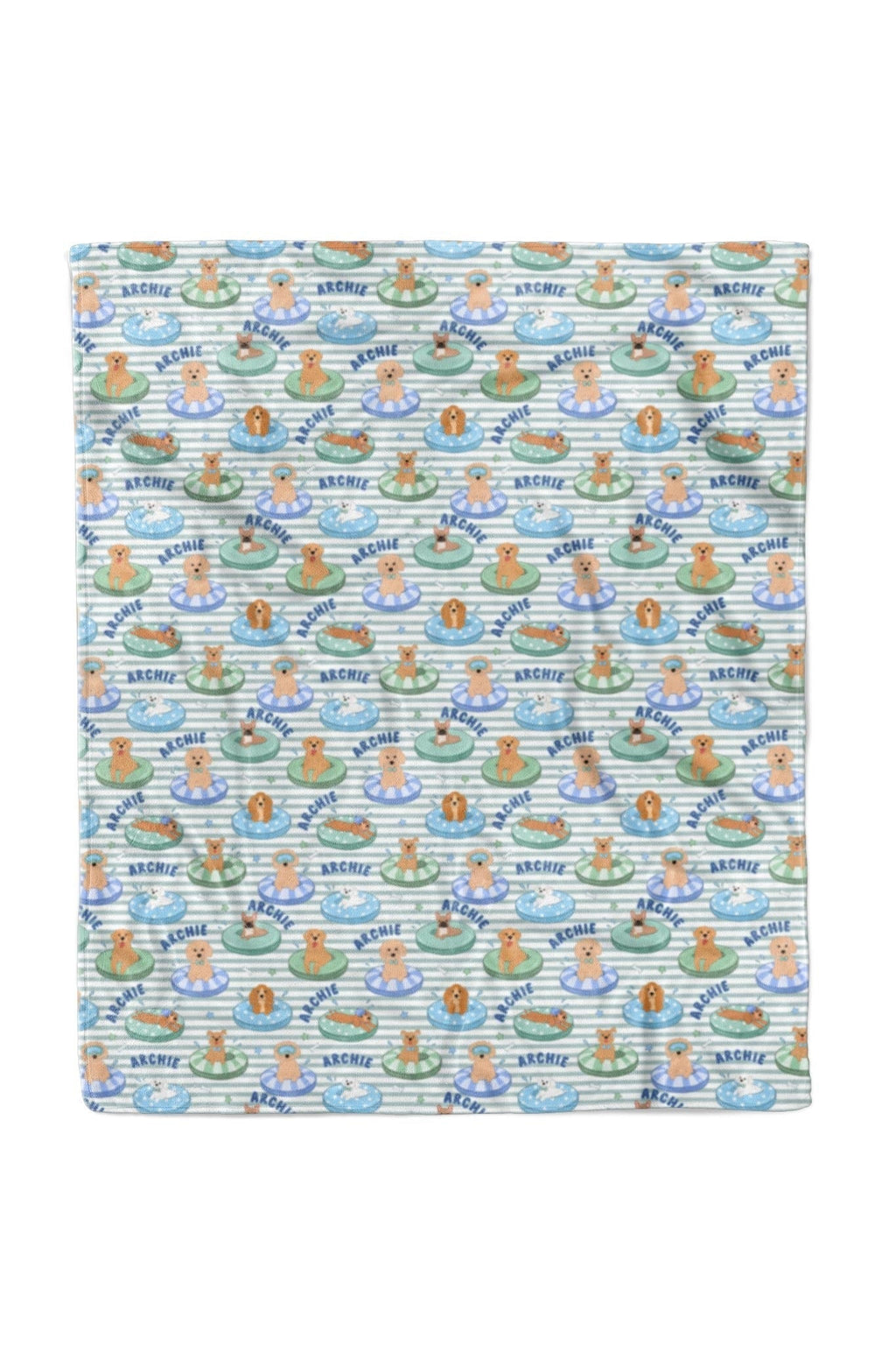 Personalized Kids Blanket | Poolside Pups Blue