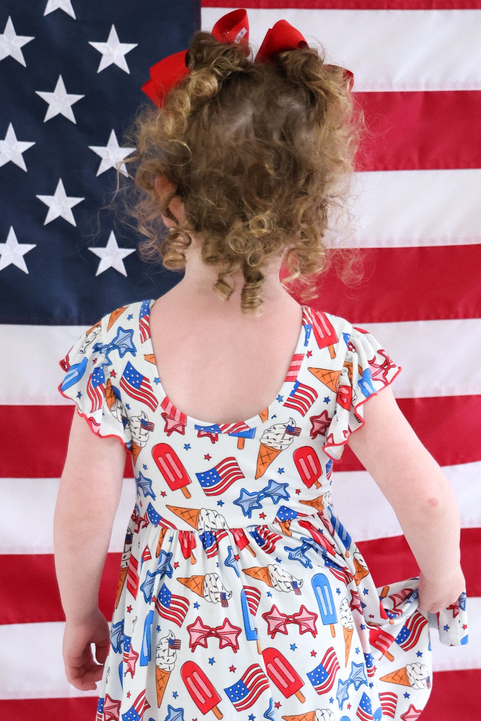 Ruffle Twirl Dress | Red, White & Cool