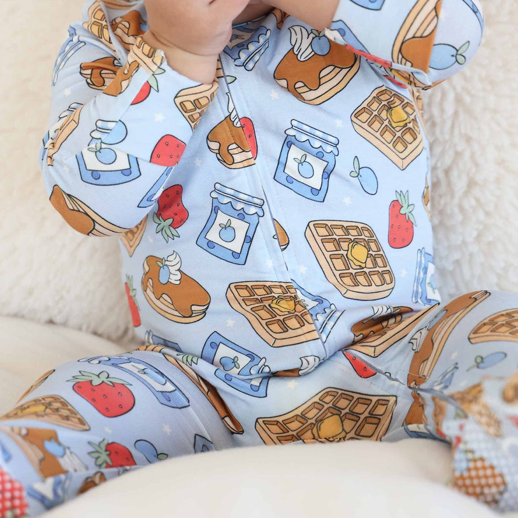 Sweet Stacks Zipper Footie | Blue