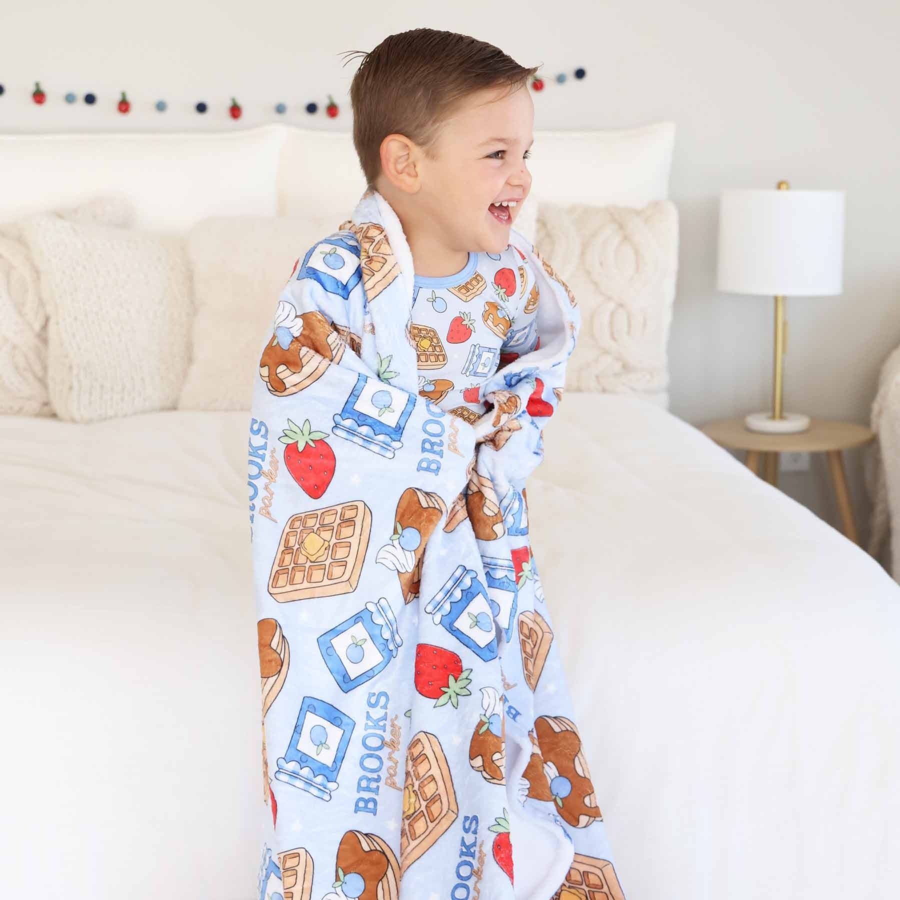 Sweet Stacks Personalized Kids Blanket | Blue
