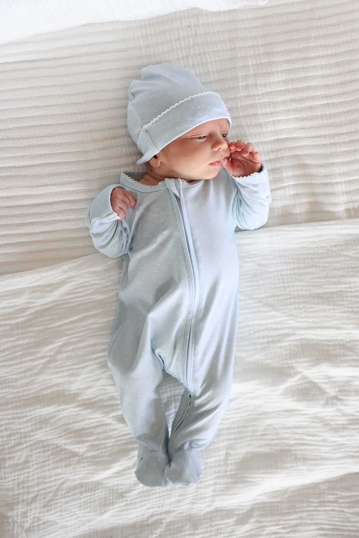 Picot Trim Bamboo Hat | Baby Blue