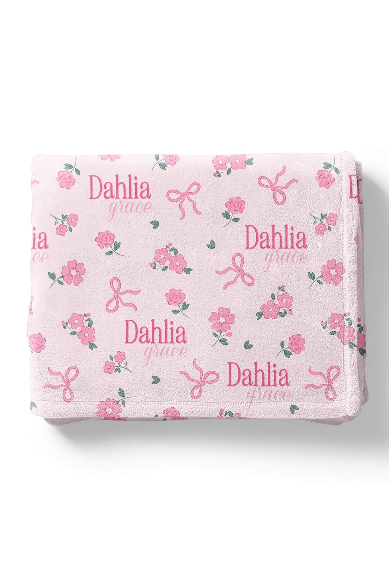 Ribbon & Roses Personalized Kids Blanket | Pink