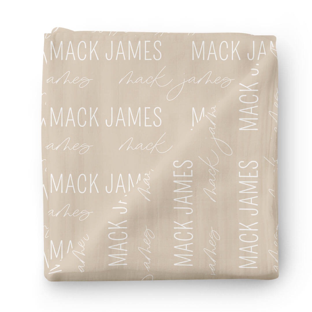 Personalized Stone Baby Name Swaddle Blanket - Block & Script