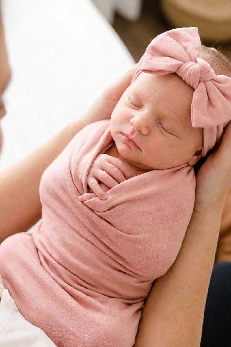 Solid Mauve Bamboo Knit Swaddle Blanket