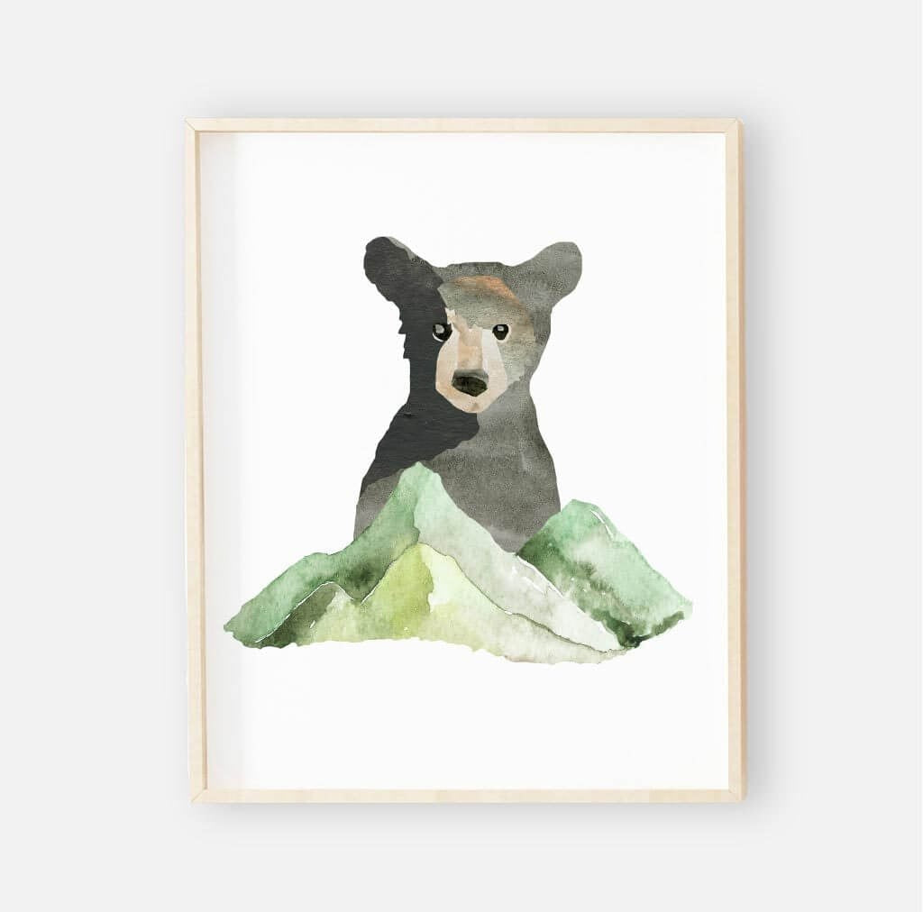 Brody's Bear & Mountain Adventure Woodland Digital Nursery Art Set
