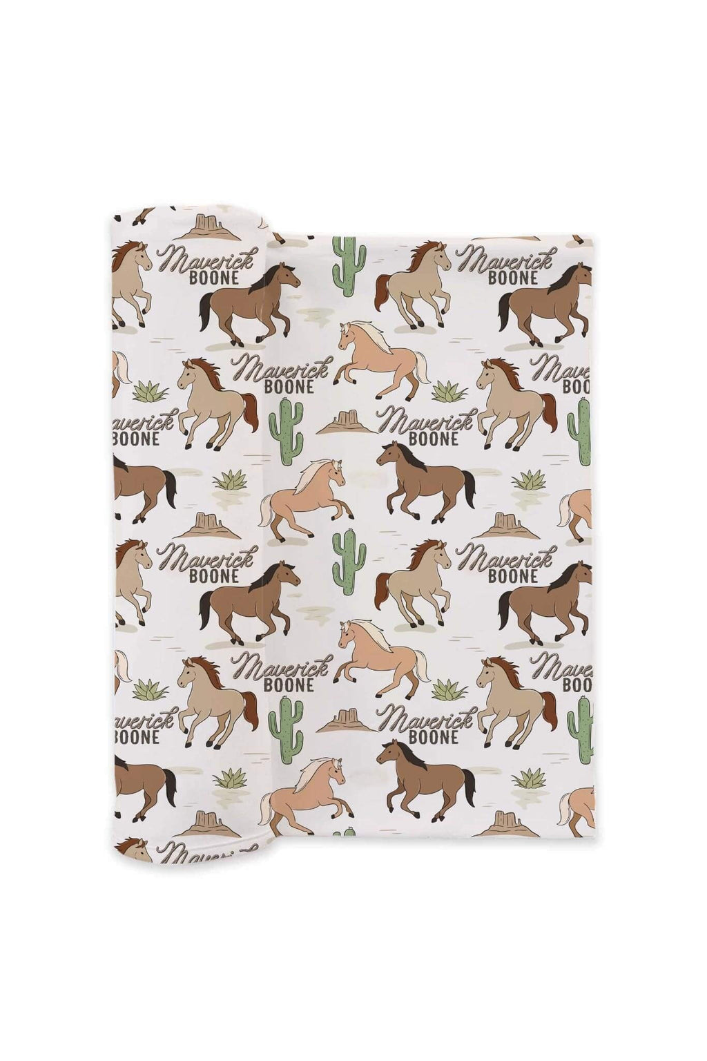Personalized Swaddle Blanket | Pony Club Neutral