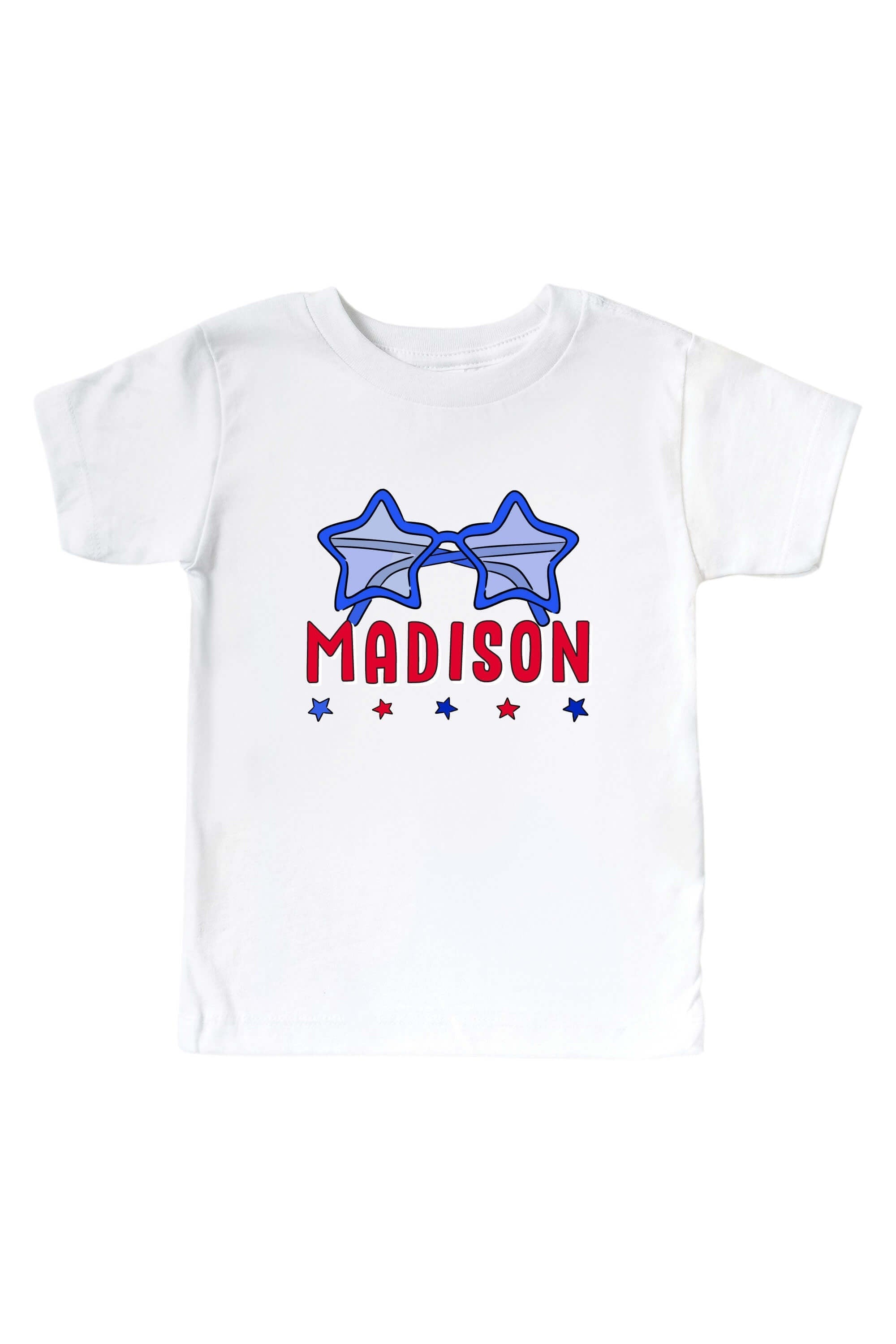 Personalized Red, White & Cool Graphic Bodysuit & Kids Tee | White